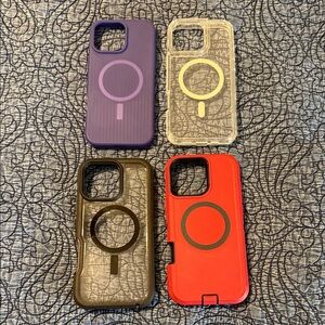 Protective Phone Case Set - Purple, Clear, Black, Red